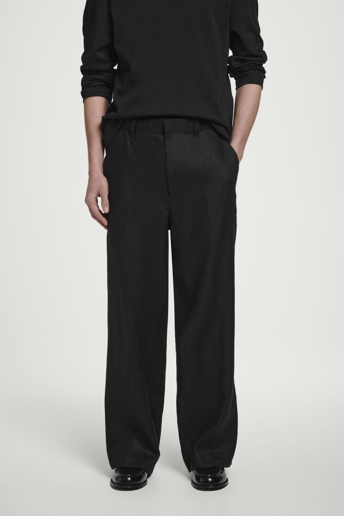 FLUID LINEN WIDE-LEG PANTS Product Image