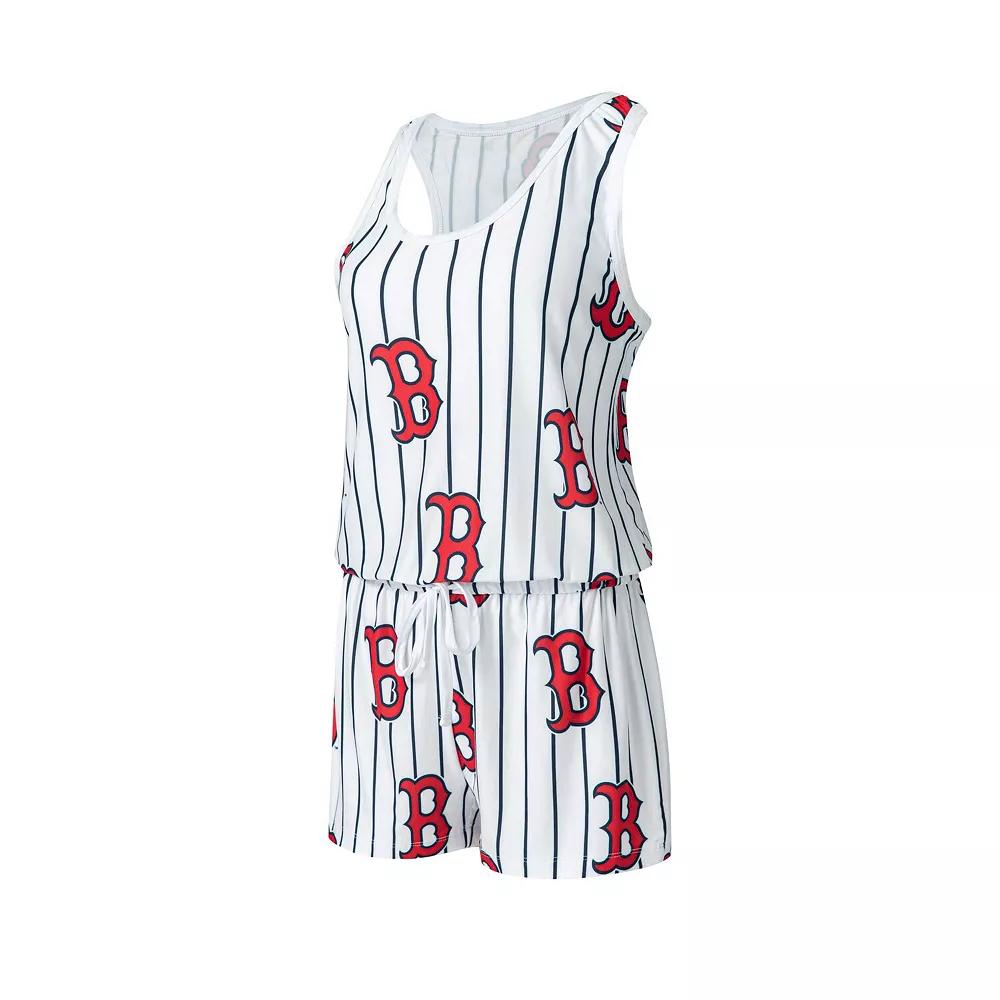 Women's Concepts Sport White Boston Red Sox Reel Pinstripe Knit Romper,  Product Image