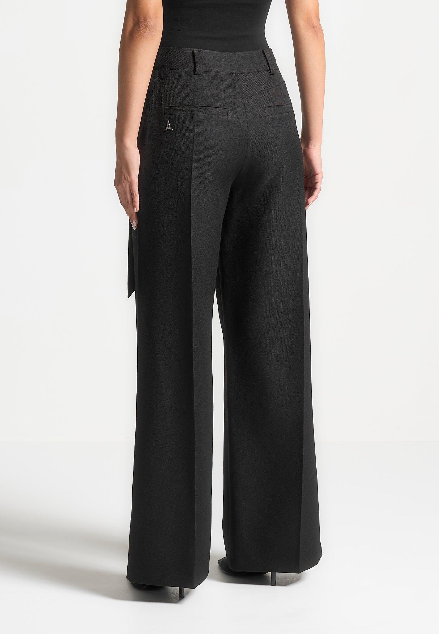 Tailored Wrap Trousers with Tie - Black Female Product Image