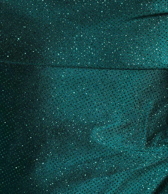 Honey and Rosie Spaghetti Strap Cowl Neckline Fitted Glitter Short Dress Product Image