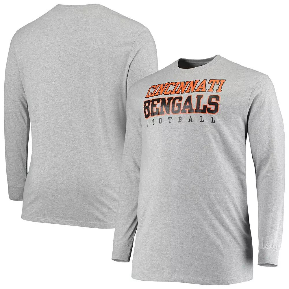Men's Fanatics Branded Heathered Gray Cincinnati Bengals Big & Tall Practice Long Sleeve T-Shirt,  Product Image