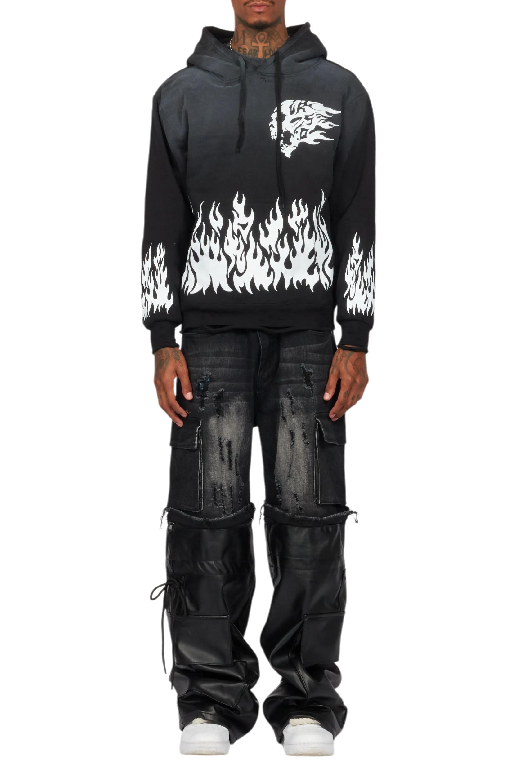 Bubble Black Graphic Hoodie Male Product Image