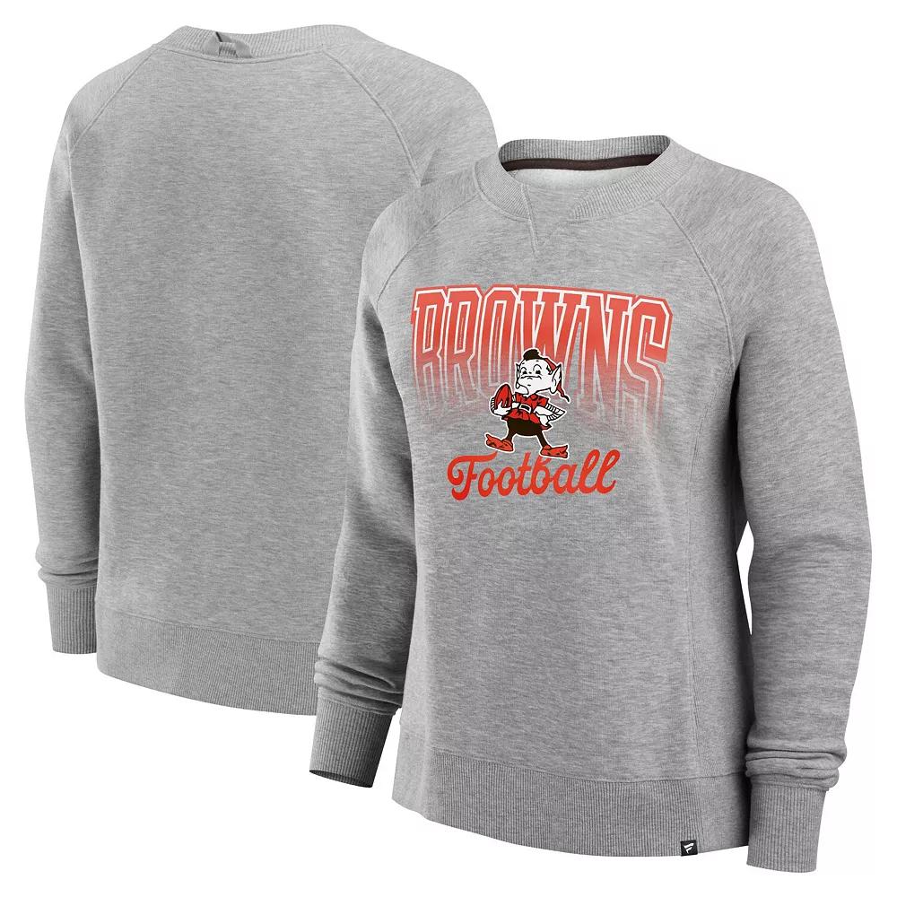 Women's Fanatics Heather Gray Cleveland Browns Hit Hard Fleece Pullover Sweatshirt,  Product Image