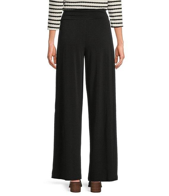 I.N. Studio Stretch Knit Ruched Waist Wide Leg Pull-On Ankle Pants Product Image