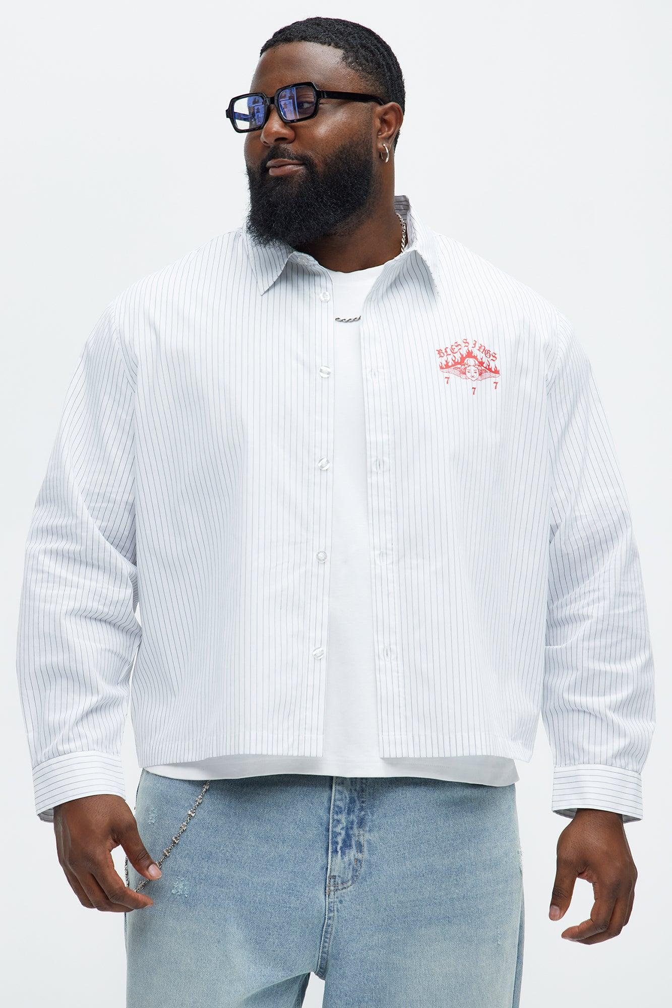 Cropped Saints And Sinners Long Sleeve Button Up - White Product Image