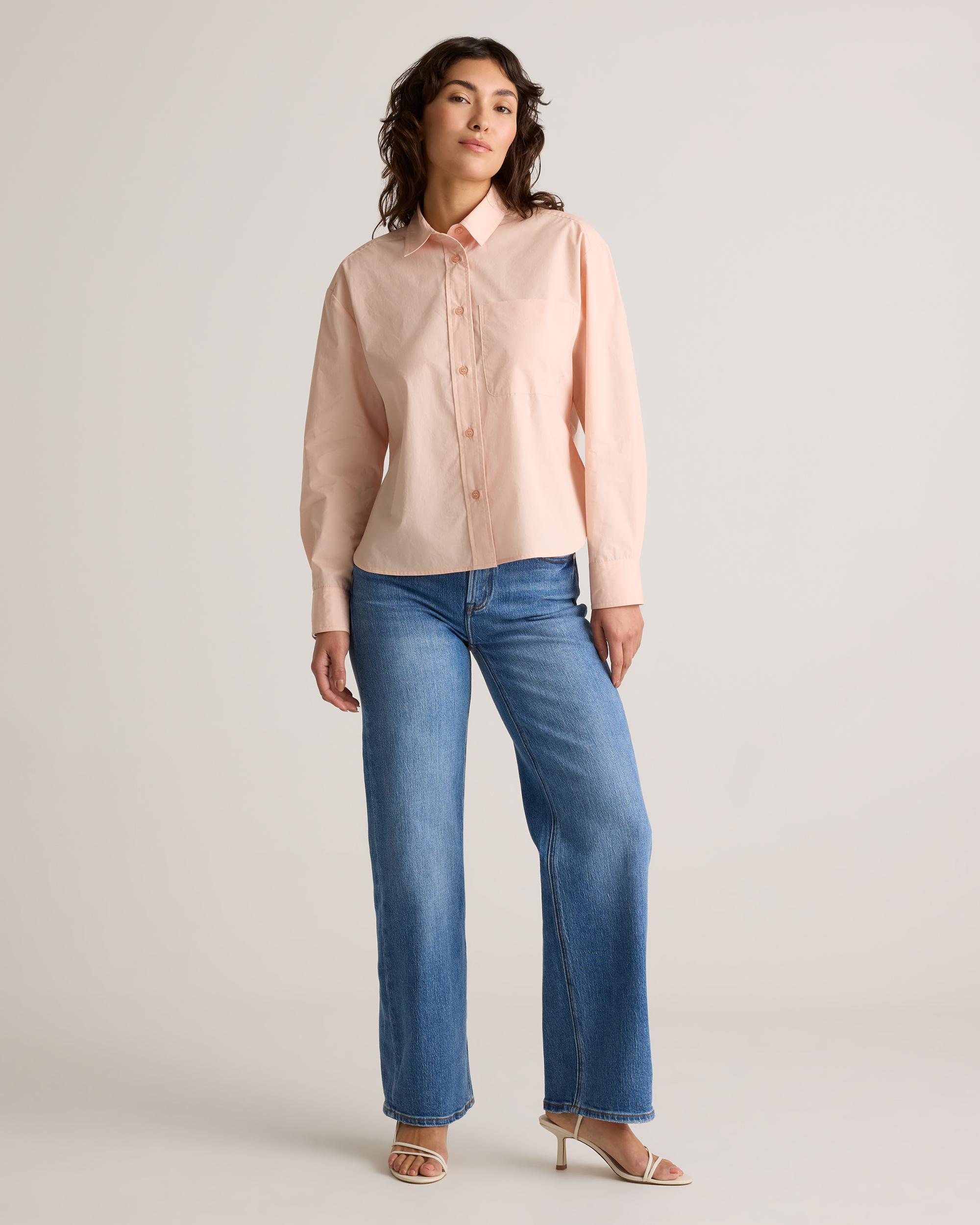 Quince | Women's Poplin Cropped Long Sleeve Shirt Organic Cotton Product Image