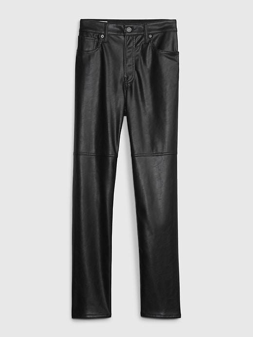 High Rise Vegan Leather Cheeky Straight Pants Product Image