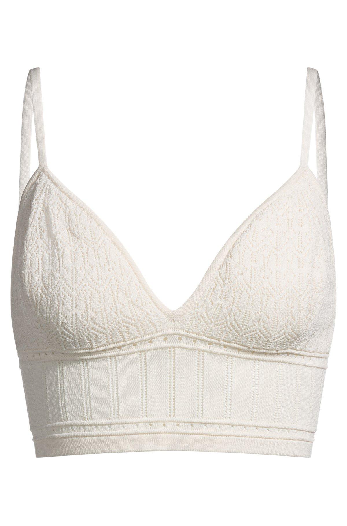 Knitted top in stretch fabric with mixed structures Product Image