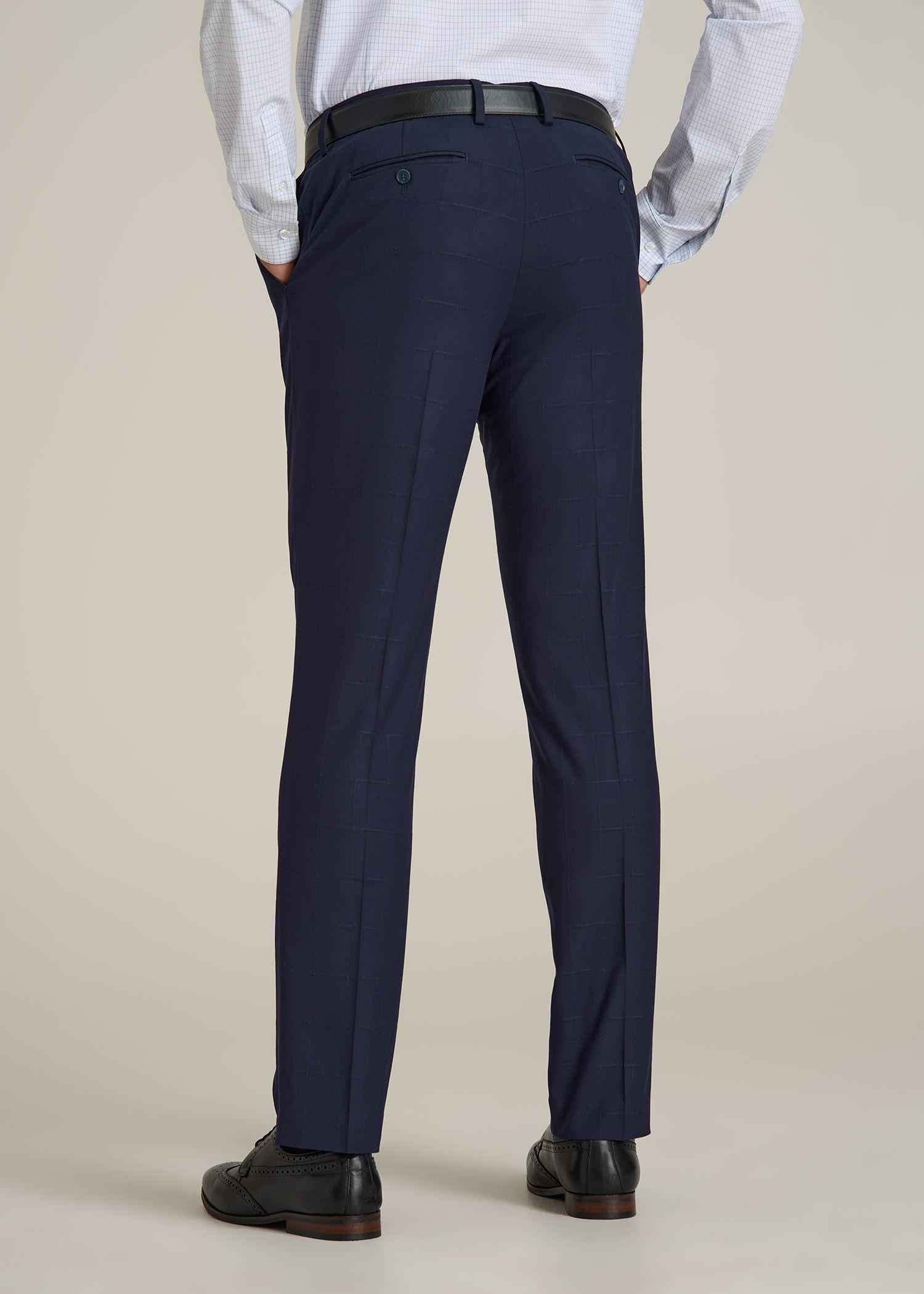 Suit Trousers for Tall Men in Blue Windowpane Product Image