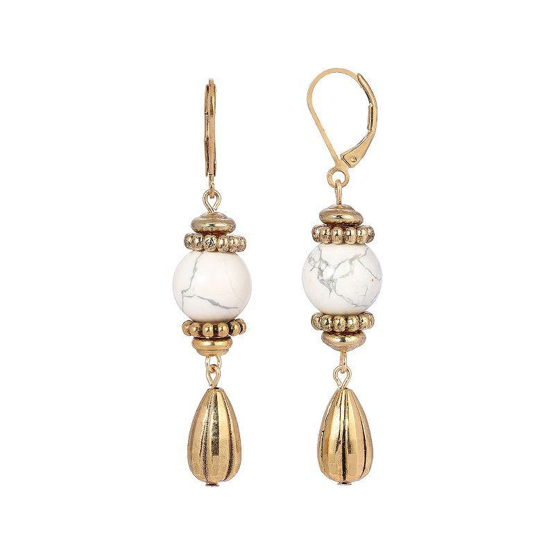 1928 Gold-Tone Semi-Precious Drop Earrings, Women's, Yellow Product Image