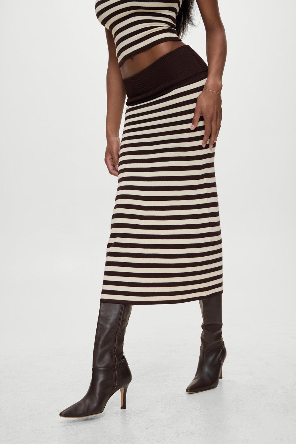 x BELLA HADID Tucker Knit Midi Skirt - Cowboy Stripe Product Image