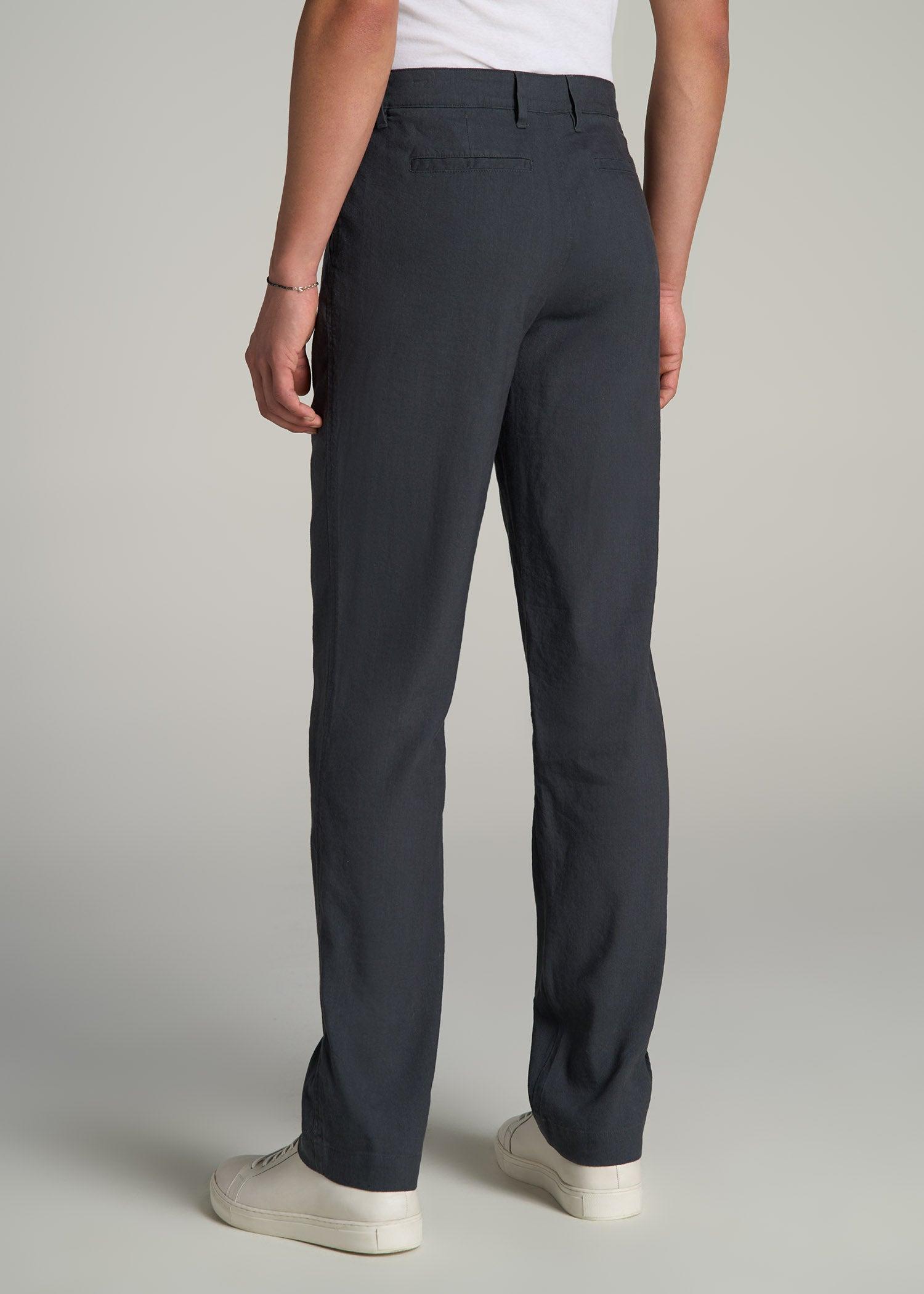 Garment Dyed Linen Casual Pants for Tall Men in Heron Grey Product Image