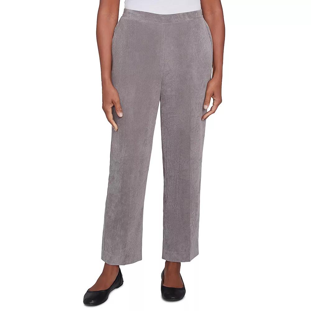 Women's Alfred Dunner Copenhagen Corduroy Short Length Pants, Size: 12 Short, Grey Product Image