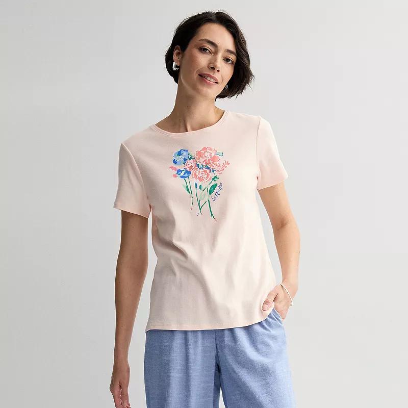 Women's Croft & Barrow® Essential Crewneck Tee, Size: Medium, Poppy Anchor Graphic Product Image