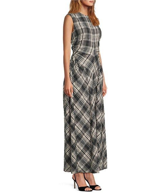 Antonio Melani Erica Sleeveless Boat Neck Plaid Fit and Flare Maxi Dress Product Image
