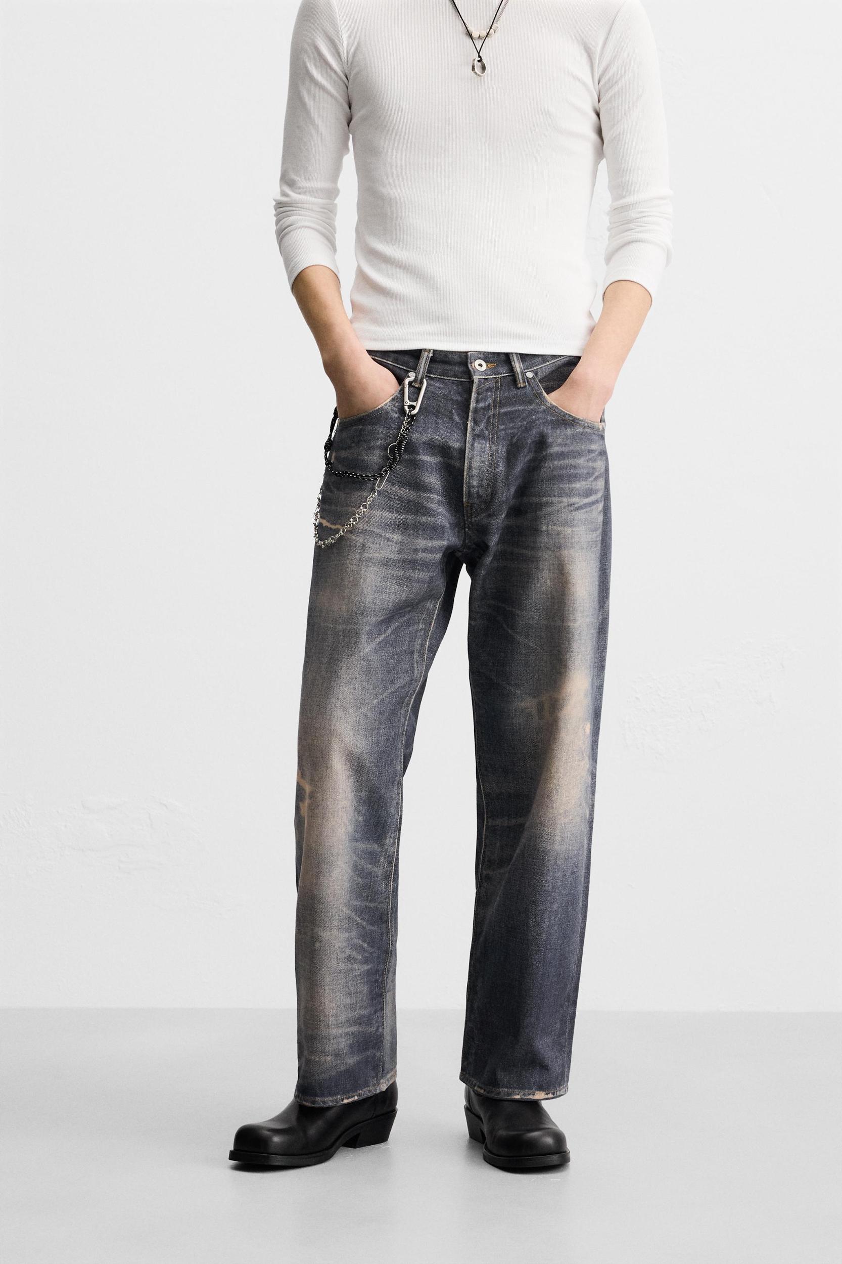 PRINTED WASHED BAGGY FIT JEANS Product Image