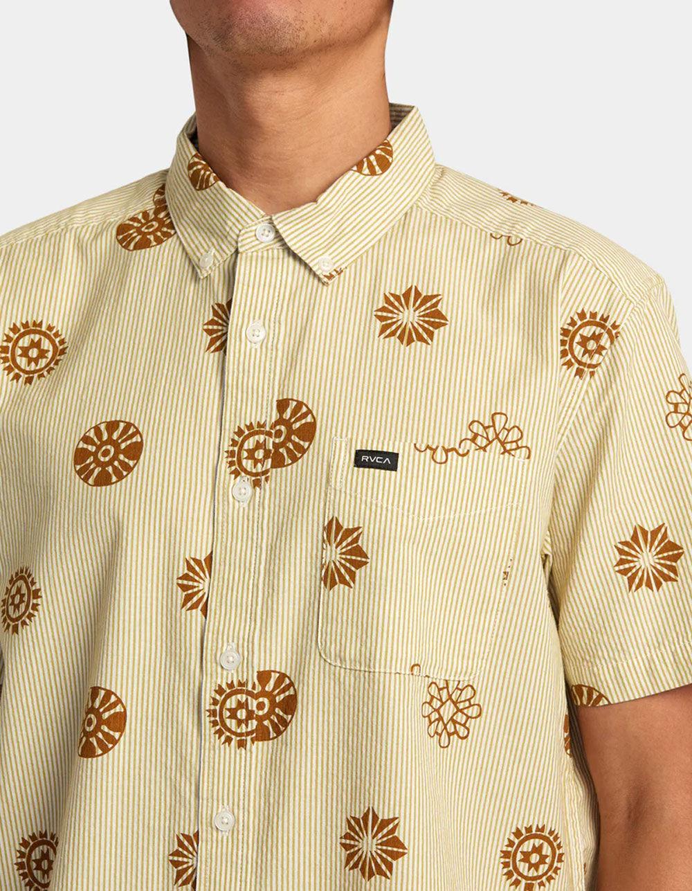 RVCA Endless Seersucker Mens Button Up Shirt - LATTE Product Image