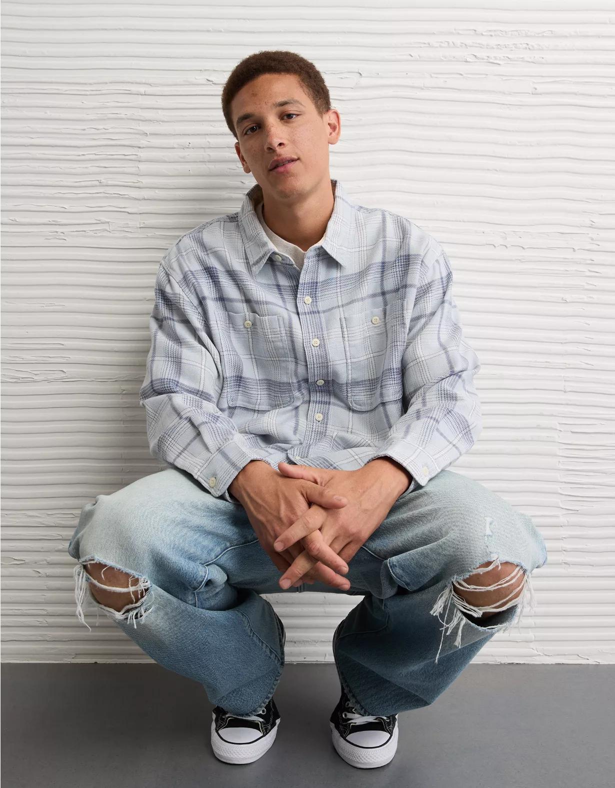 AE Textured Flannel Shirt Product Image