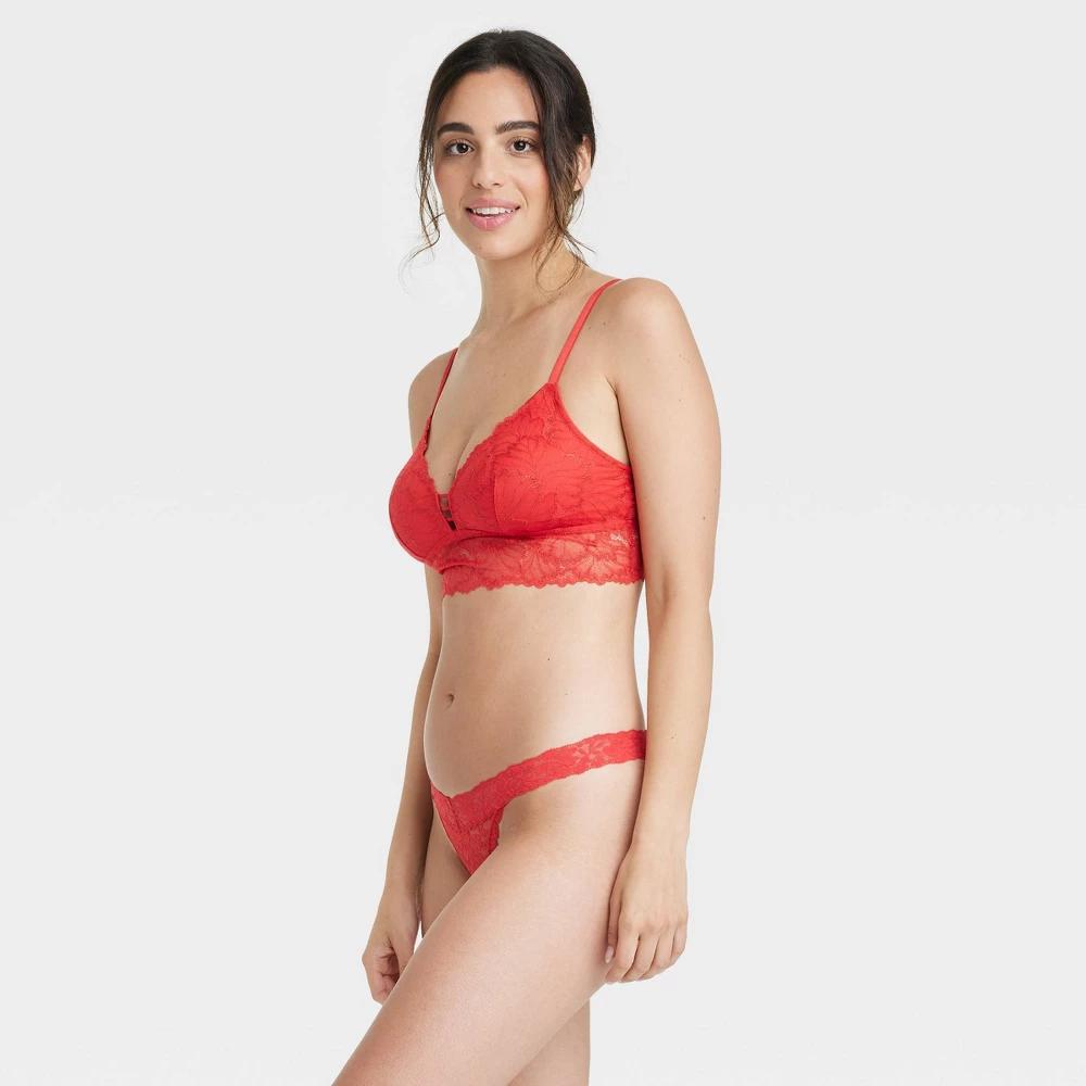 Women's Allover Lace Thong Underwear - Auden™ Baby Pink XS: Nylon Spandex Blend, Mid Rise, Pull-On Product Image