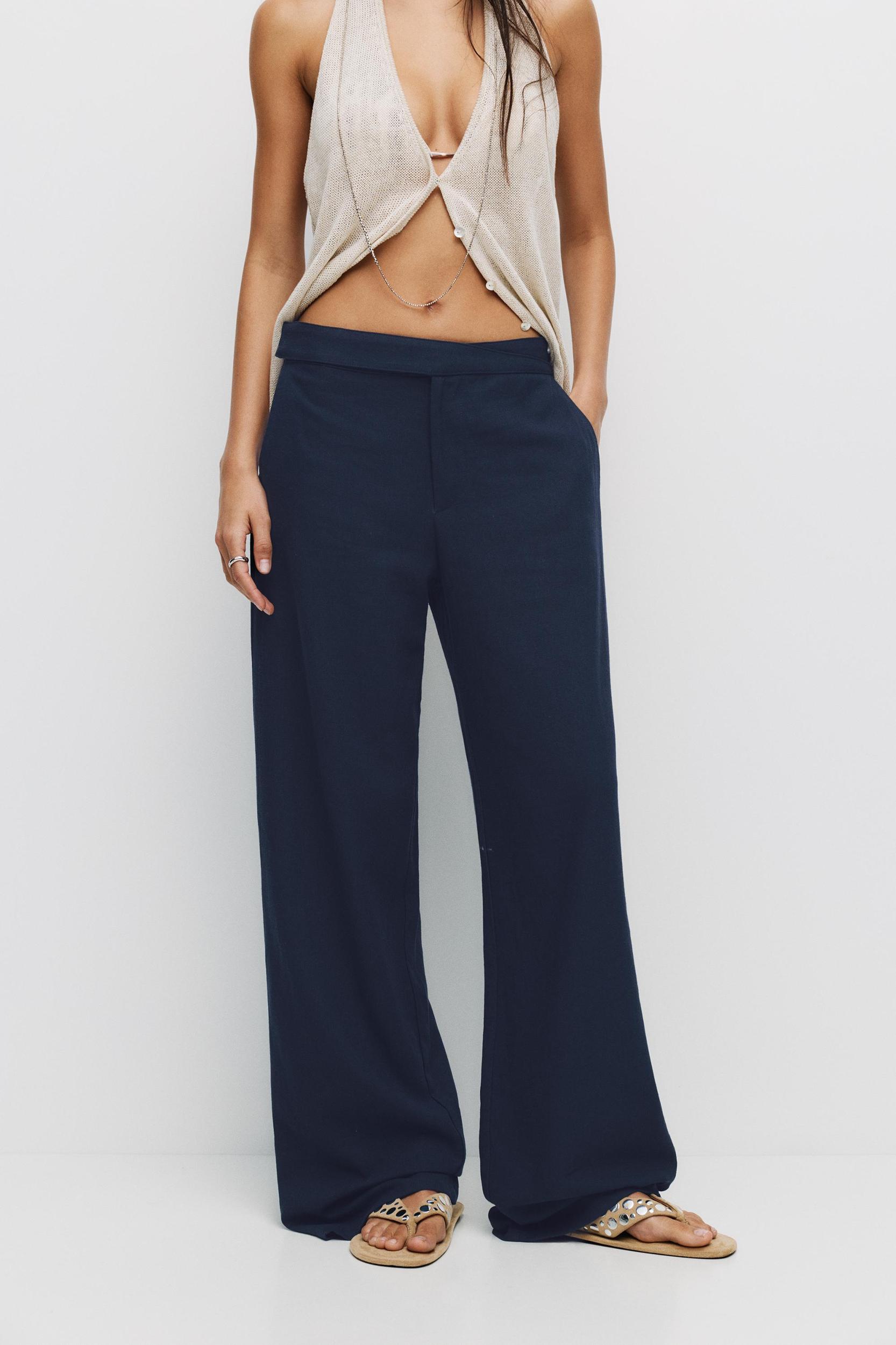 Straight linen-blend pants Product Image