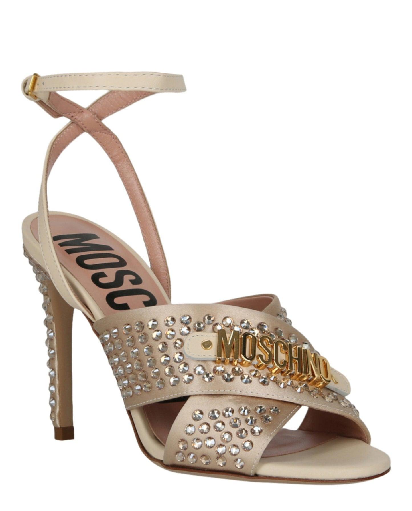 Moschino Satin Crystal Embellished Heel Sandals Product Image