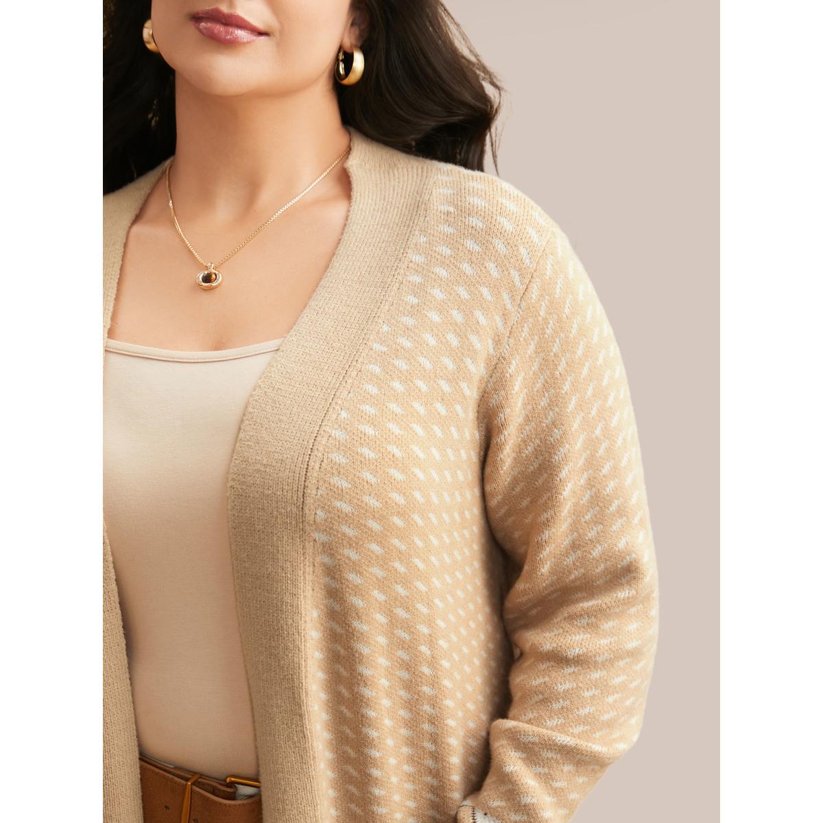 Plus Size Supersoft Essentials Bandana Geometric Pocket Cardigan Tan Women Casual Loose Long Sleeve Everyday Cardigans BloomChic 14-16/1X Product Image