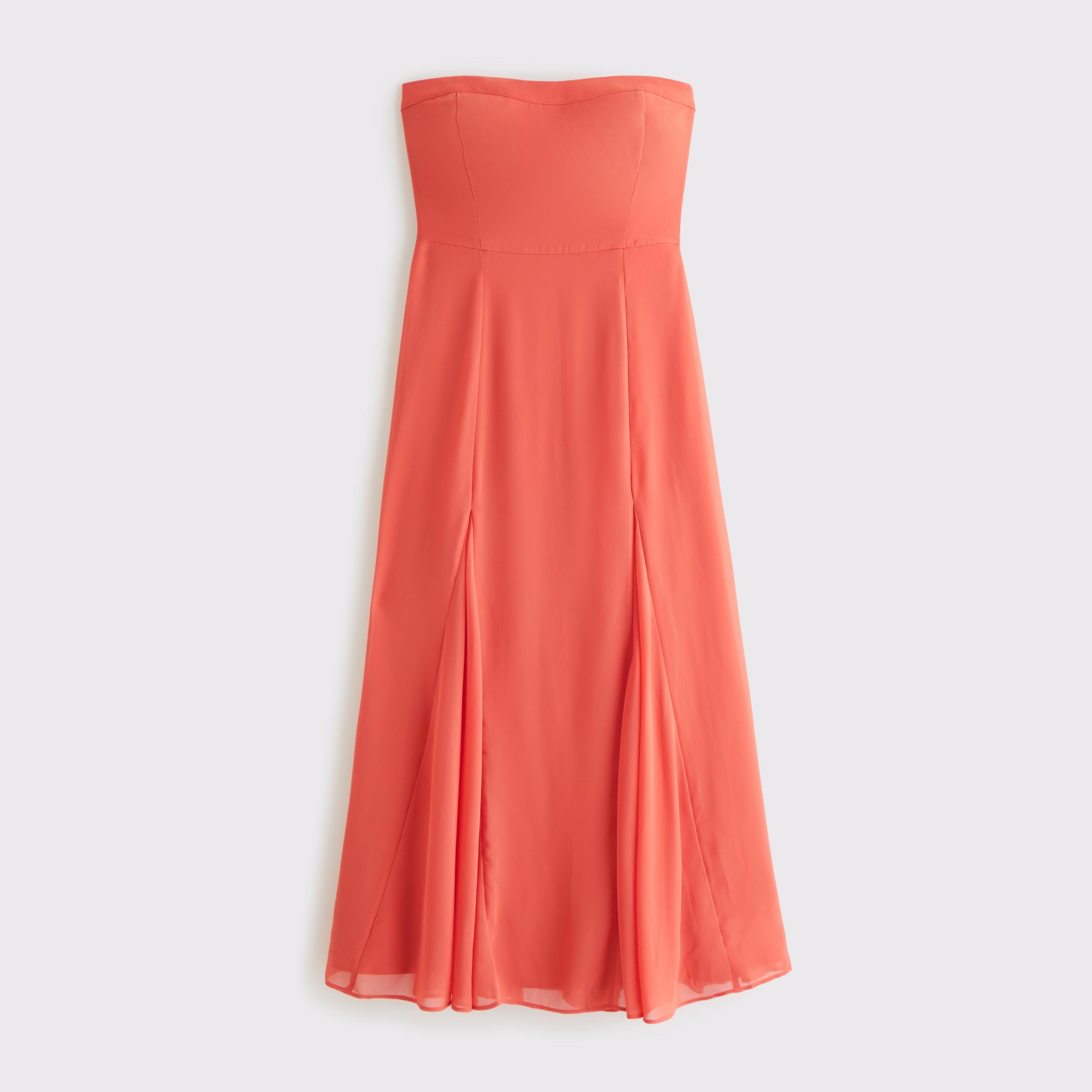 The A&F Camille Strapless Godet Midi Dress Product Image