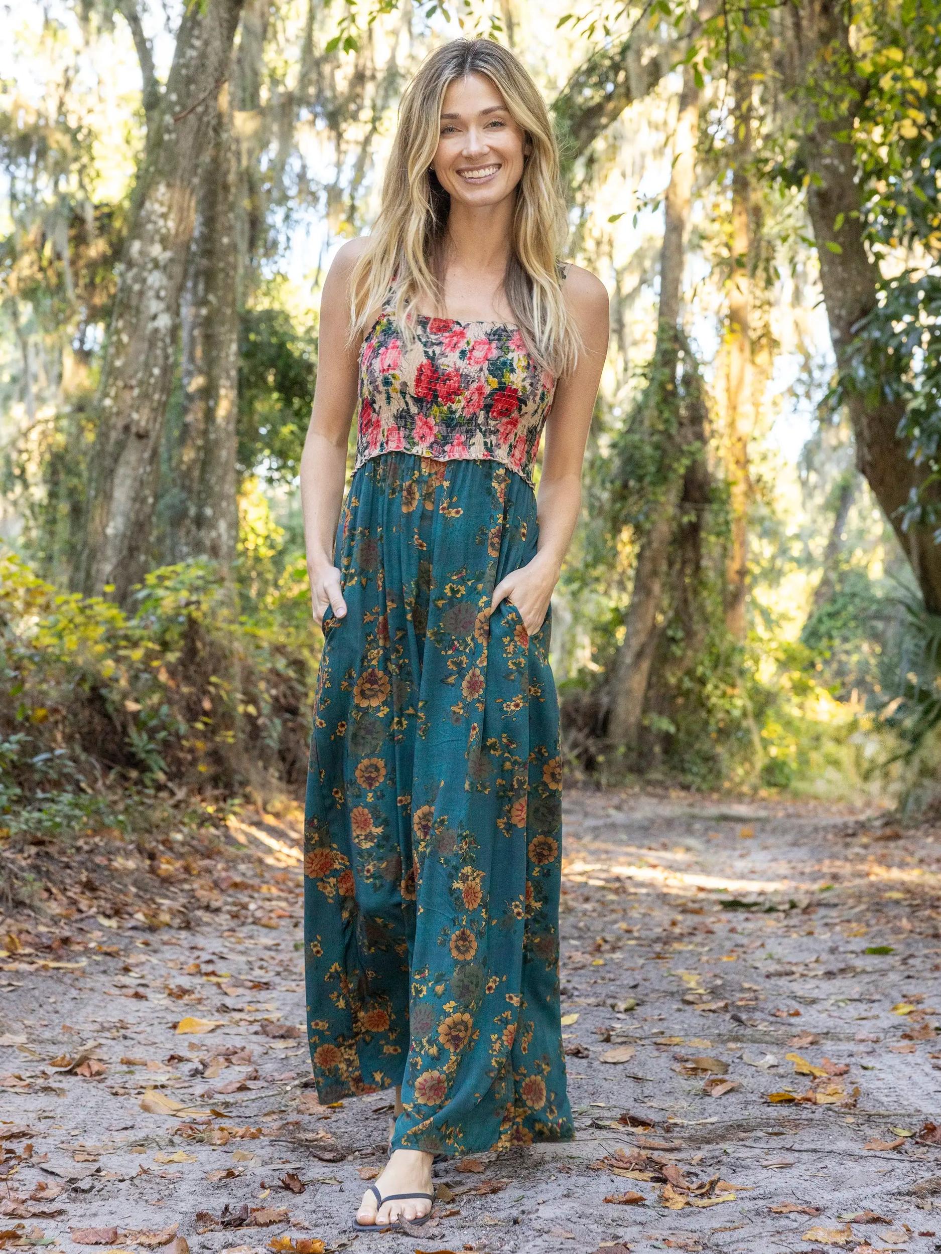 Sedona Jumpsuit - Teal Mixed Floral Product Image
