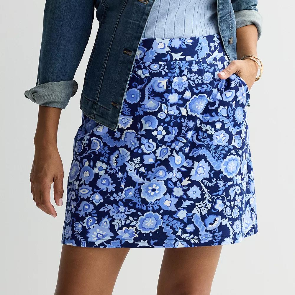 Women's Croft & Barrow® Easy Pull-On Skort, Size: XL, Blue Vine Paisley Product Image
