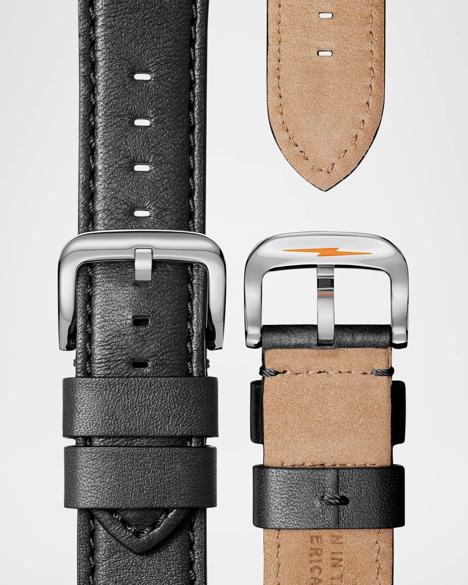 Mens Runwell 47mm Stainless Steel Leather-Strap Chronograph Watch Product Image