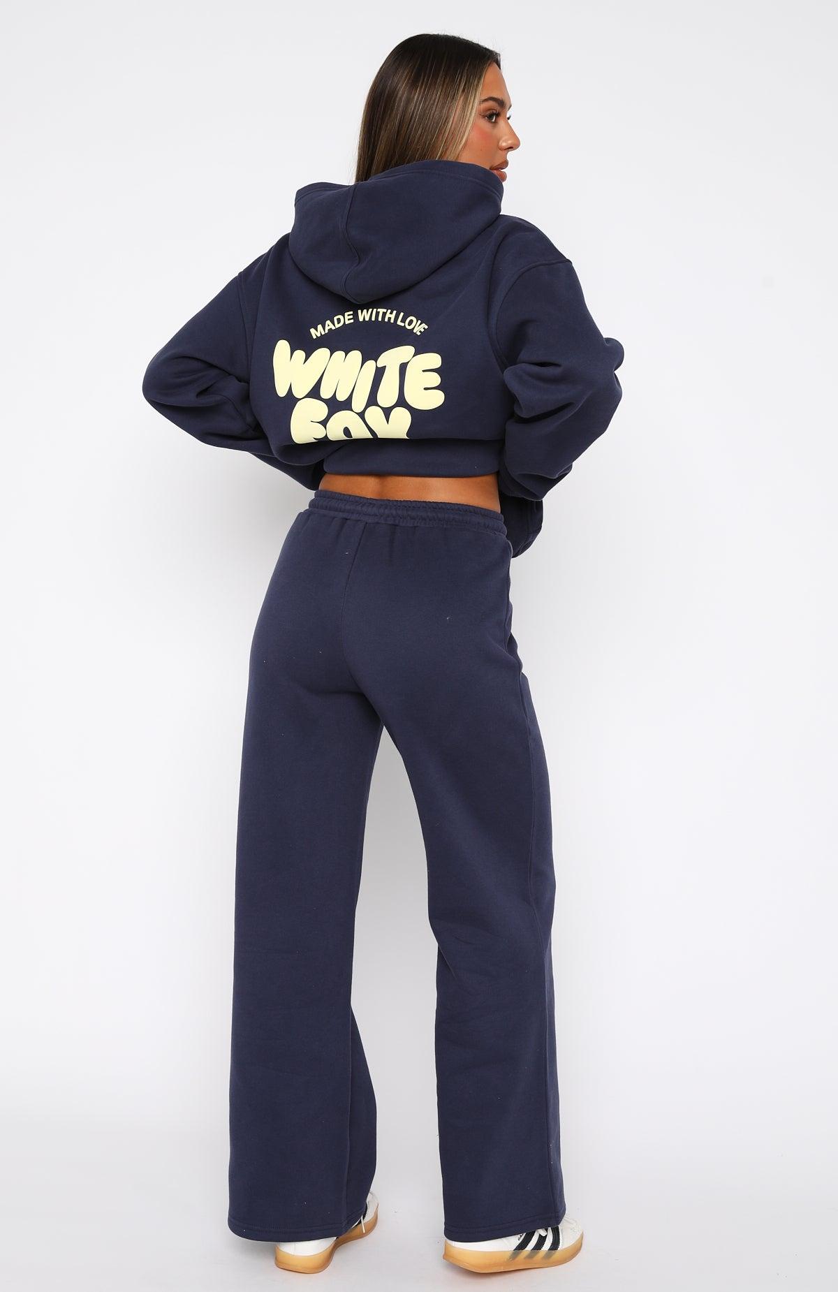 With Love For You Wide Leg Sweatpants Navy Product Image