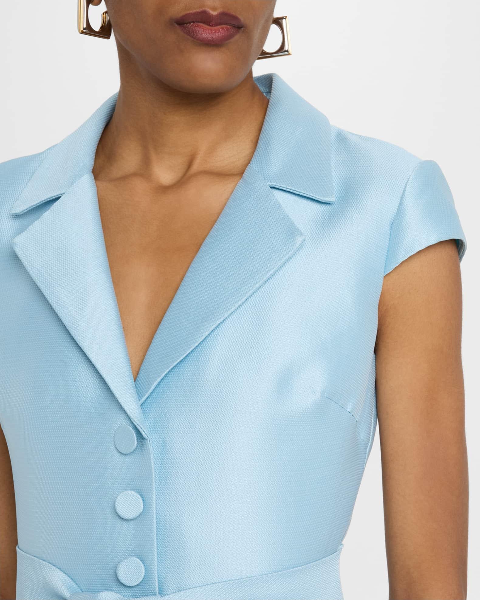 Belted Cap-Sleeve Pique Midi Shirtdress Product Image