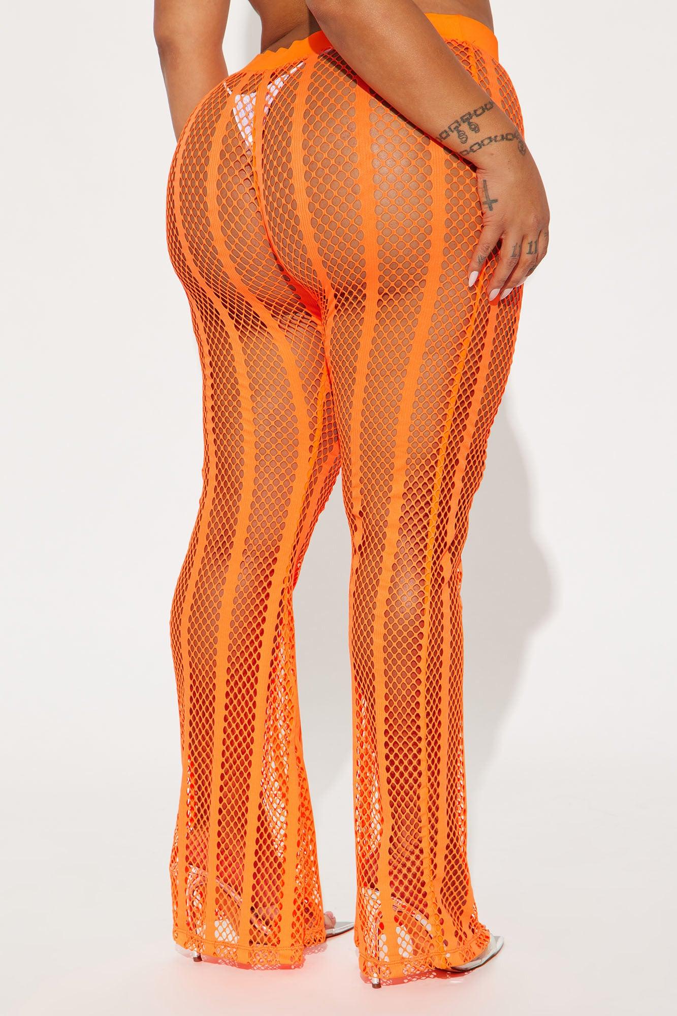 Summer Party Starter Fishnet Cover Up Pants - Orange Product Image