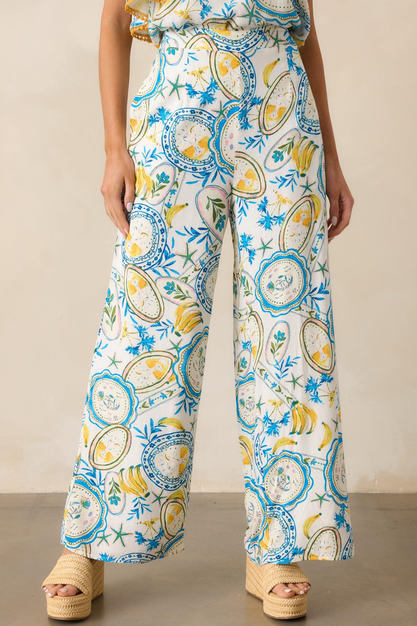 Switch It Up Ivory Tropical Print Pants Product Image