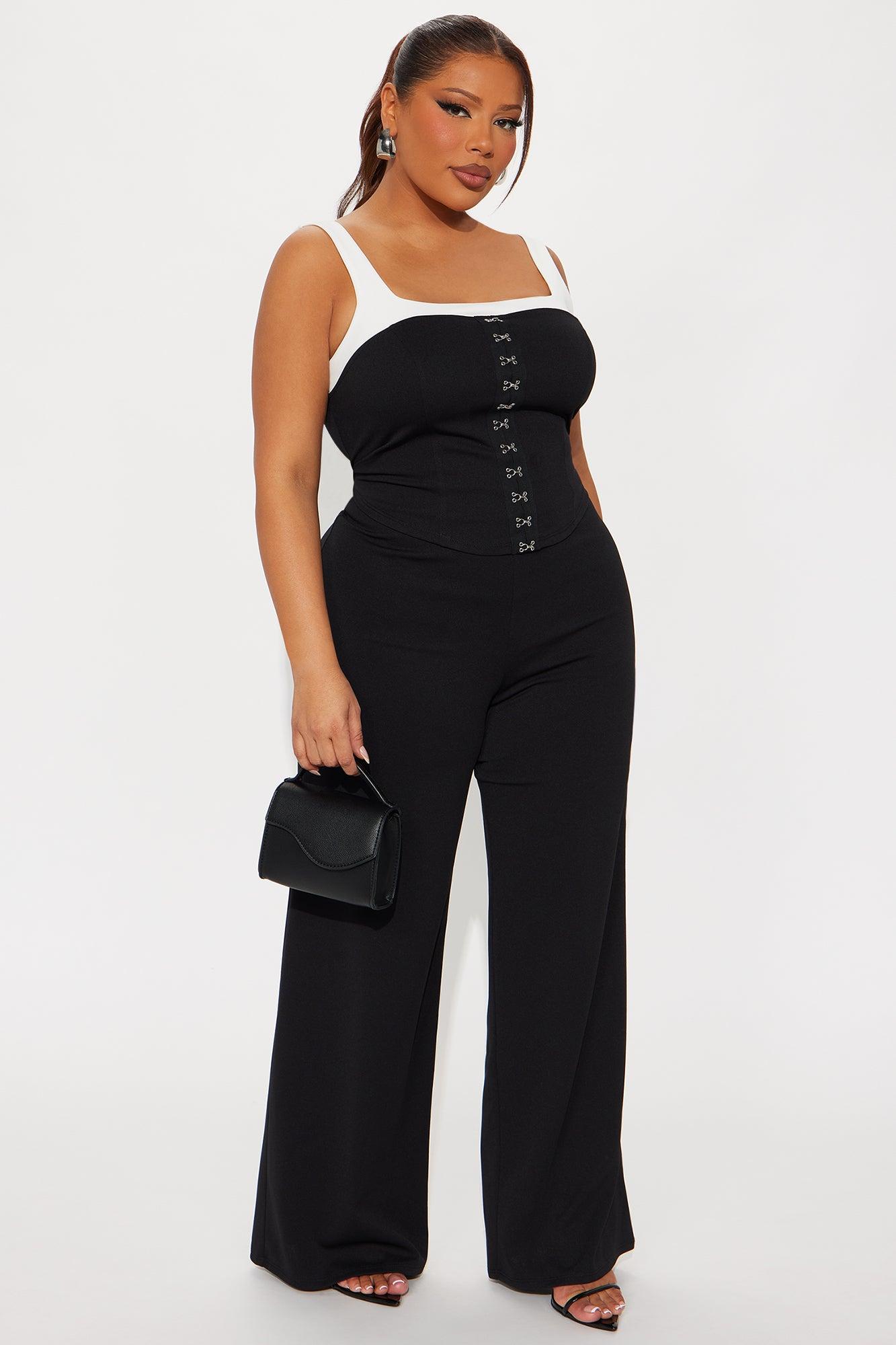 Callie Color Block Wide Leg Pant Set - Black Female Product Image