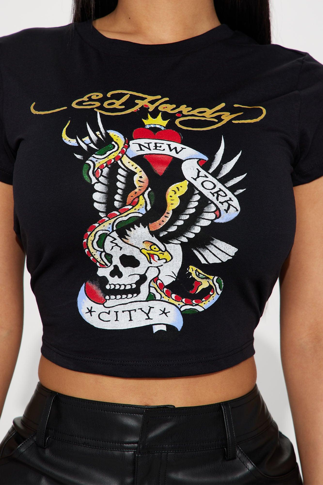 Ed Hardy NYC Skull Fitted Tee - Black Product Image