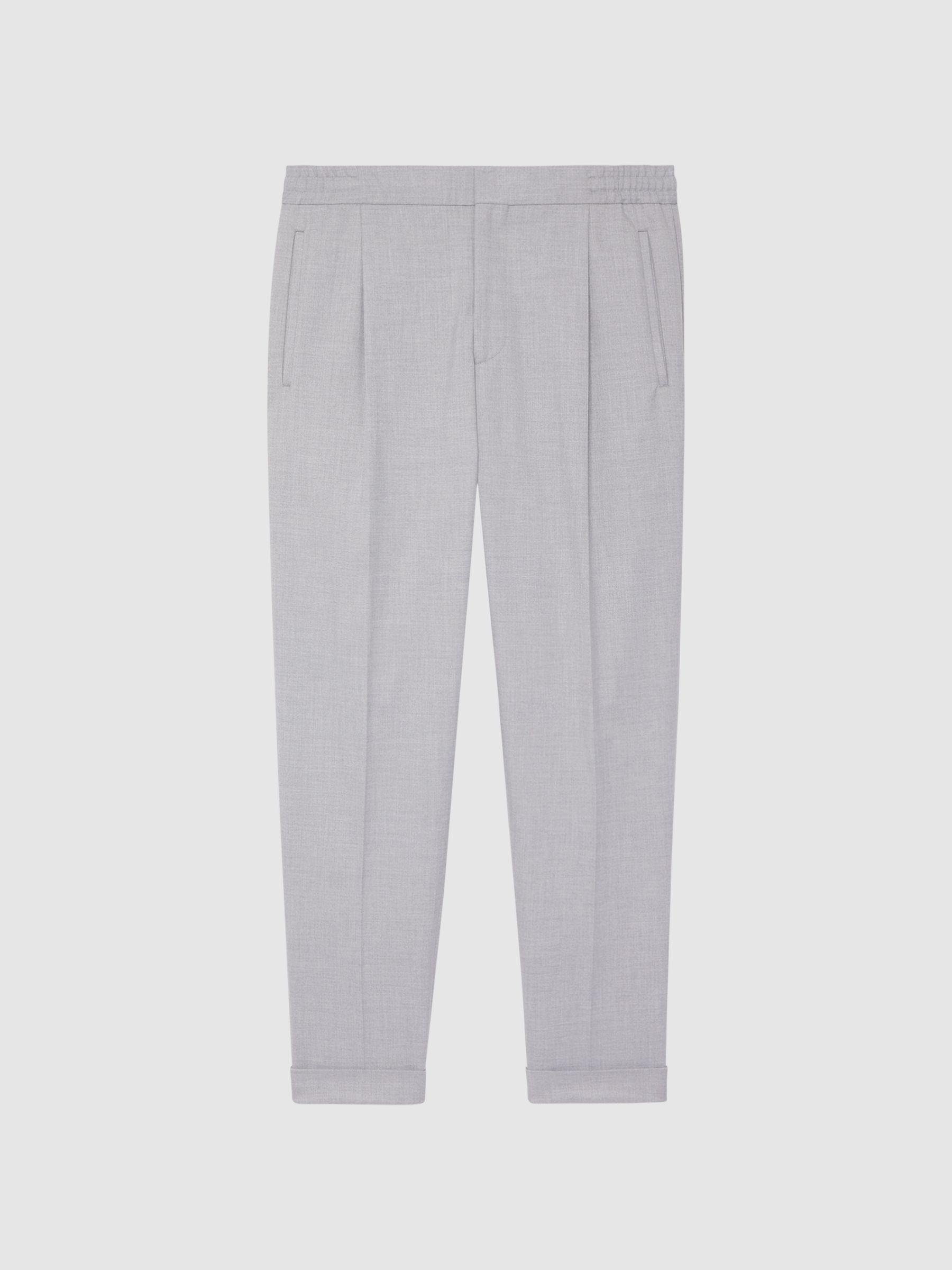 Relaxed Drawstring Trousers with Turn-Ups in Grey Product Image