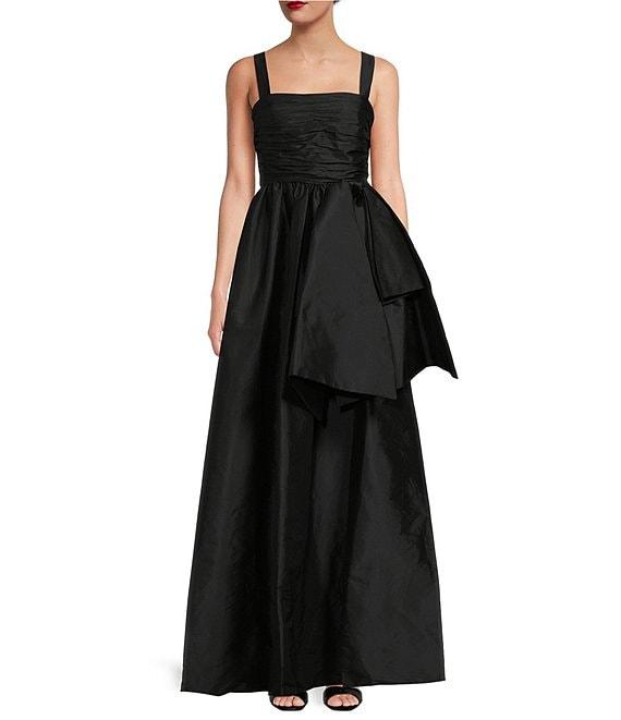 Donna Karan Square Neck Sleeveless Taffeta Bow Ball Gown Product Image