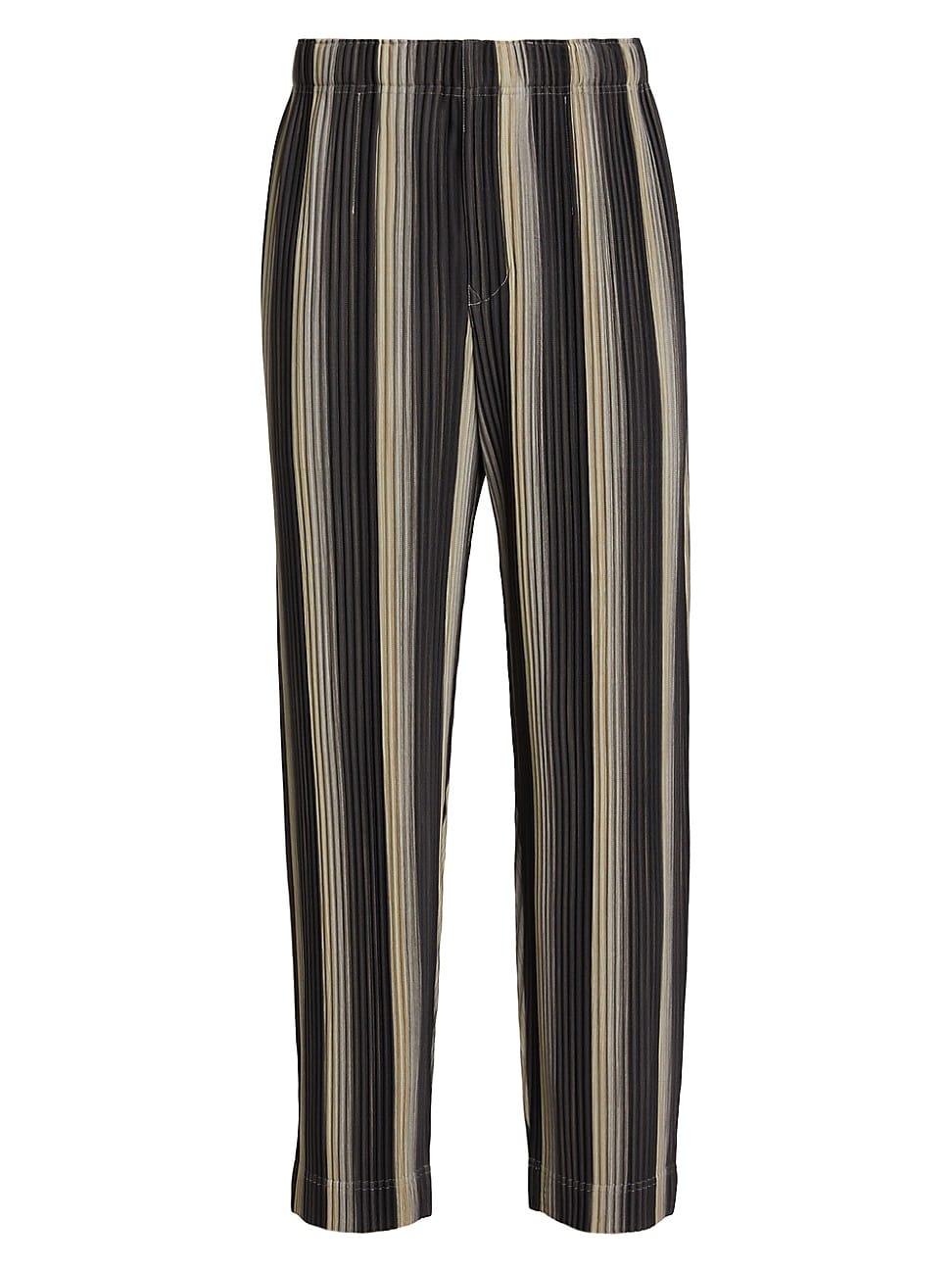 Mens Striped Pleated Trousers Product Image