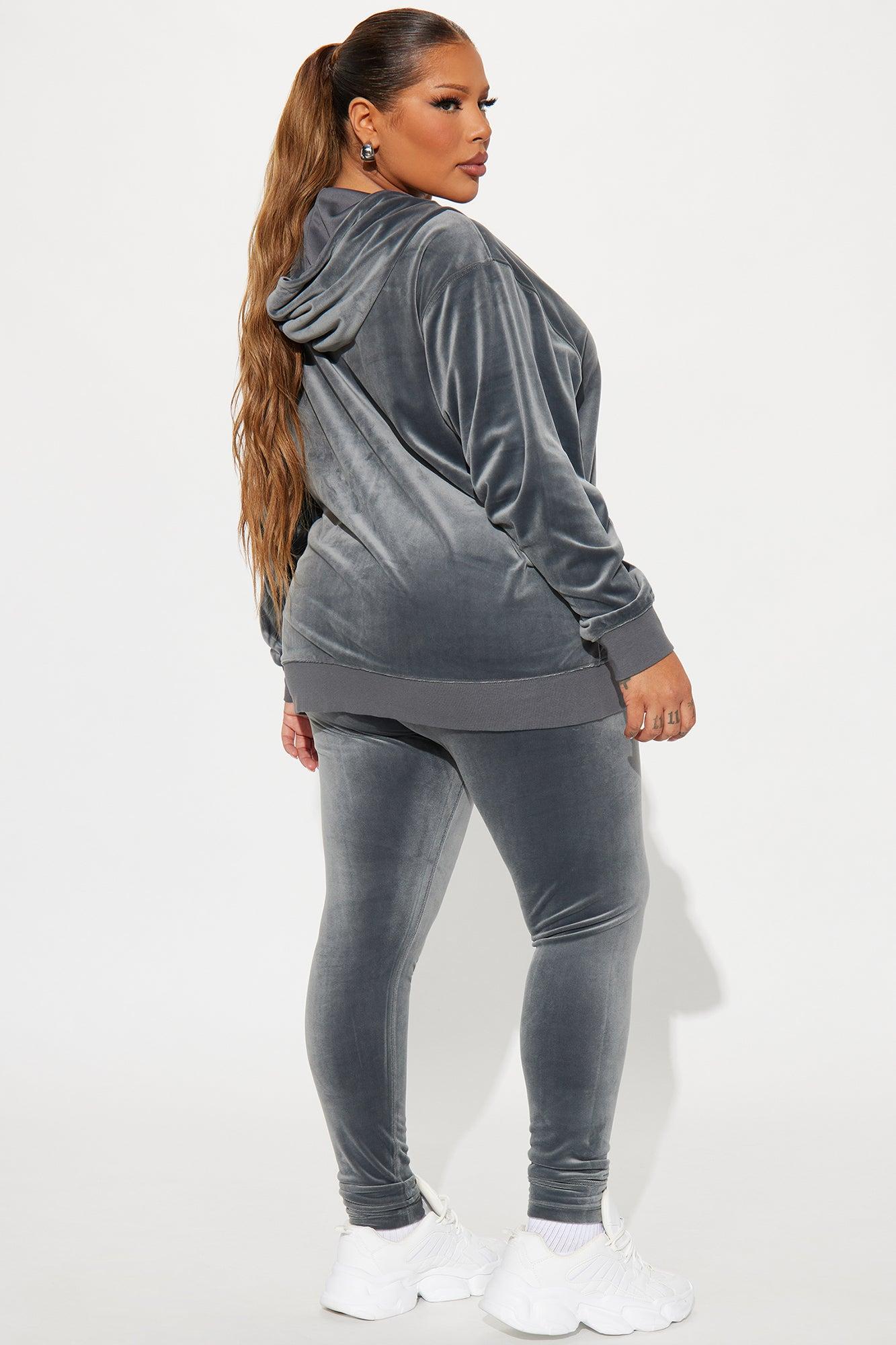OG Friend Soft Velour Legging Set - Charcoal Product Image
