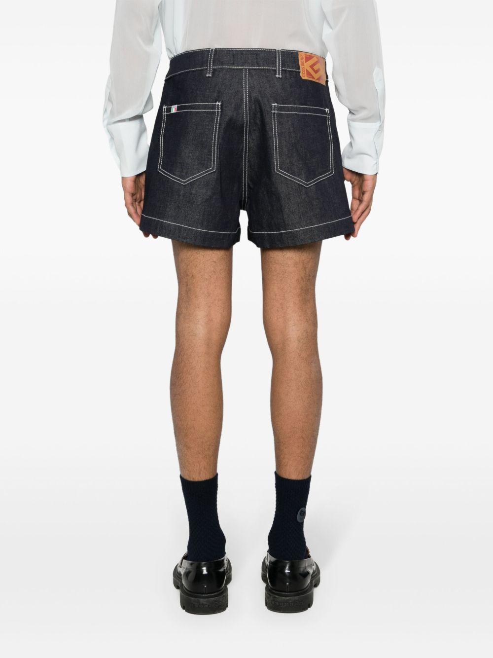 embroidered-logo denim shorts Product Image
