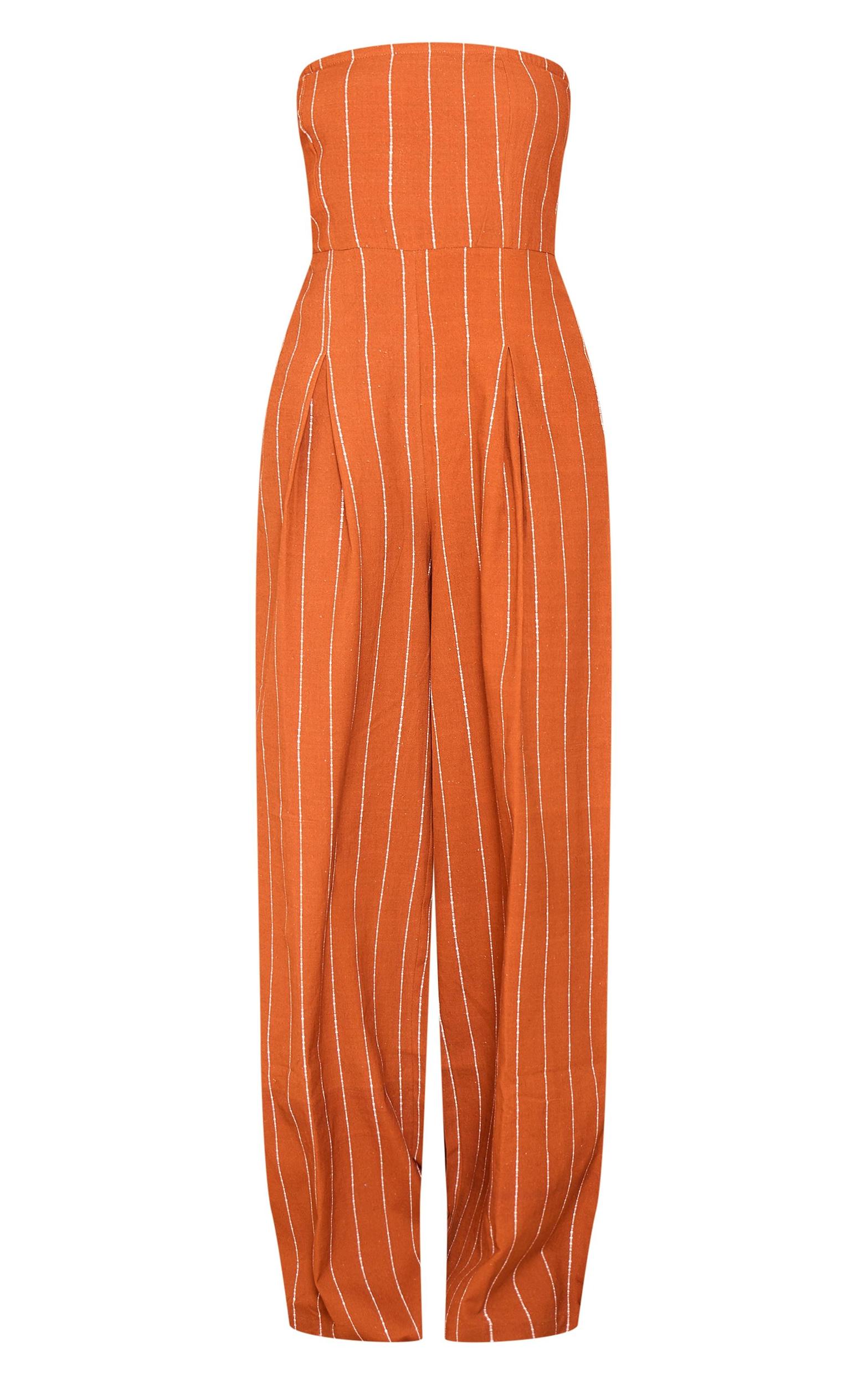 Rust Stripe Bandeau Pocket Detail Jumpsuit Product Image