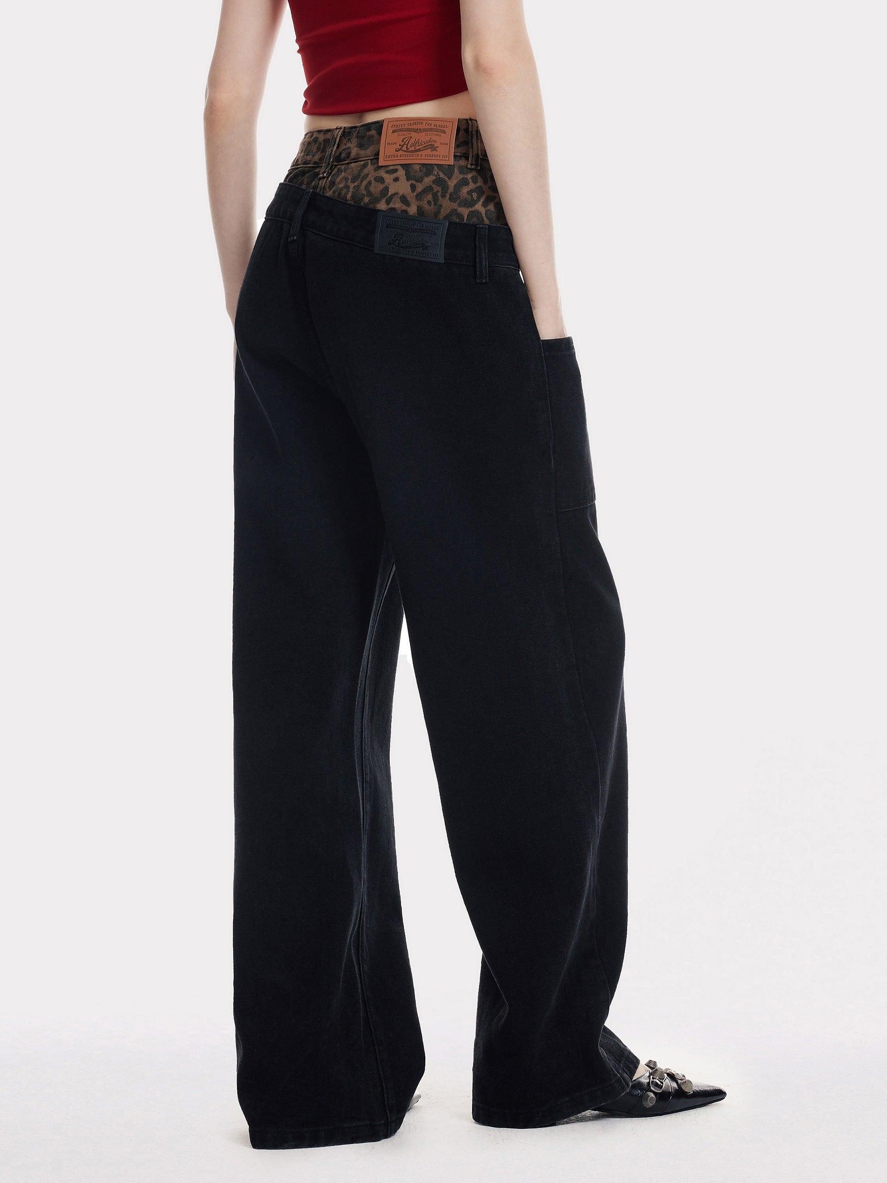 Aelfric Eden Leopard Double Waist Baggy Jeans Product Image