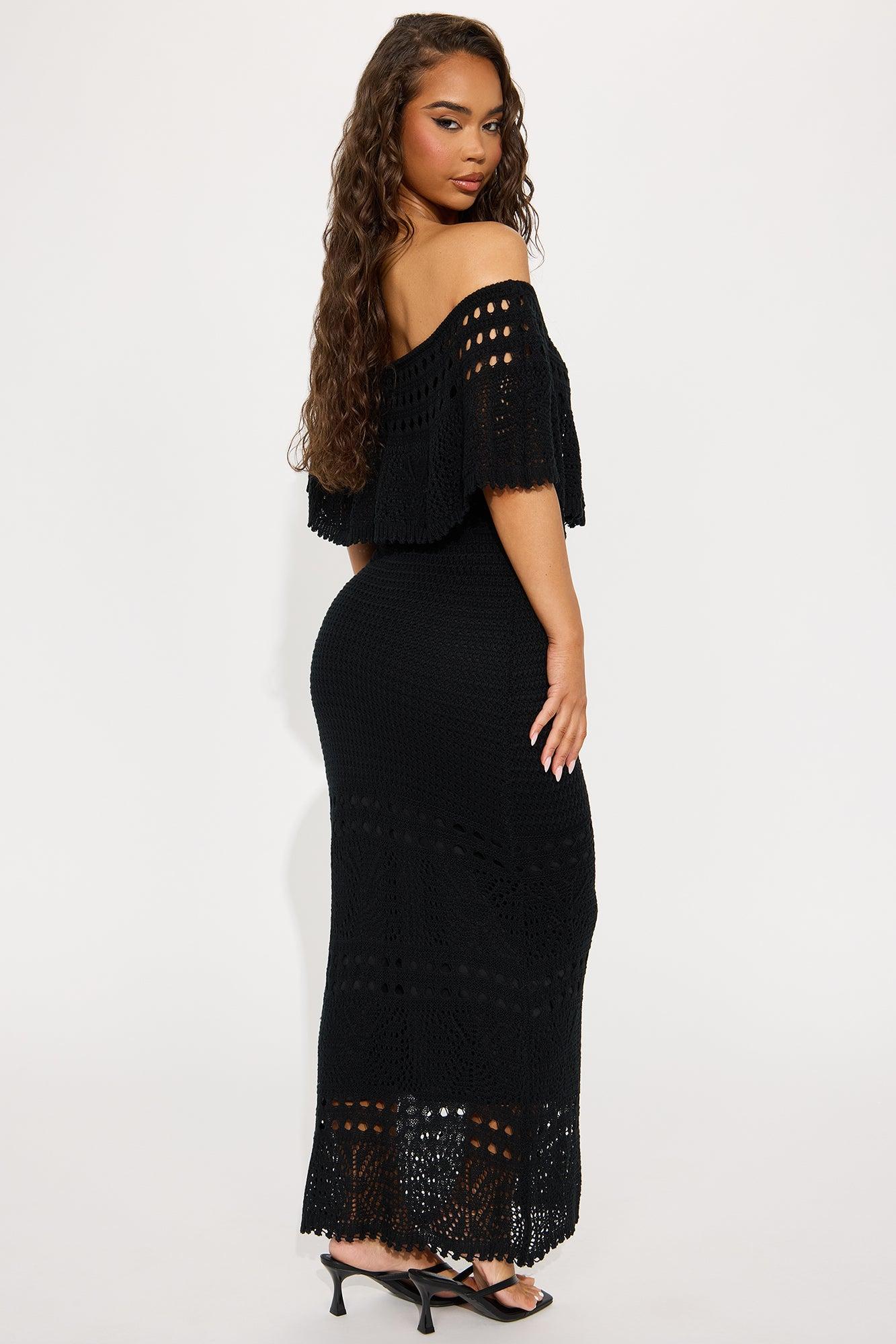 Jossie Crochet Maxi Dress - Black Product Image