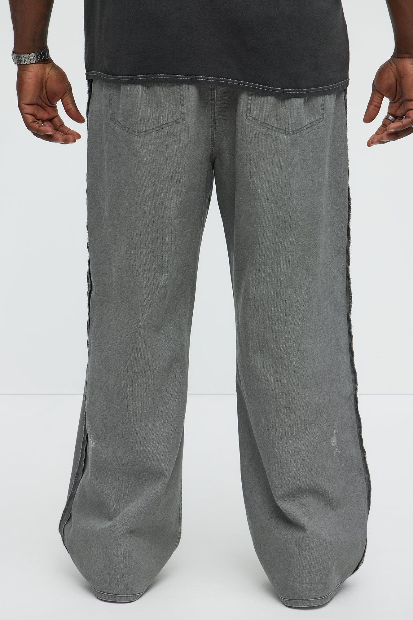 Inside Out Distressed Baggy Pants - Grey Product Image