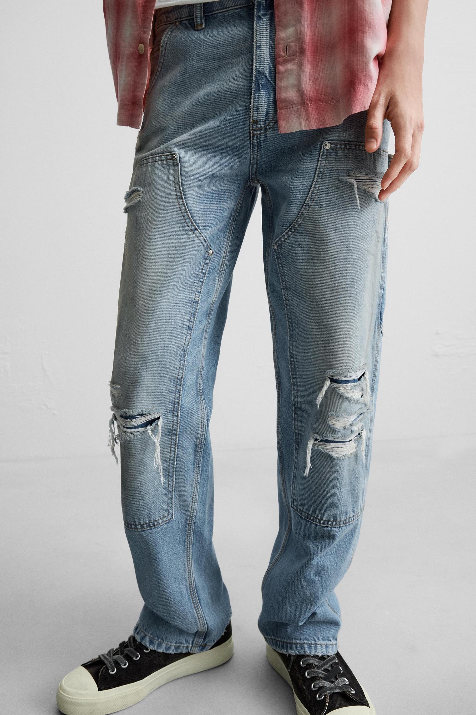 STRAIGHT FIT RIPPED CARPENTER JEANS Product Image