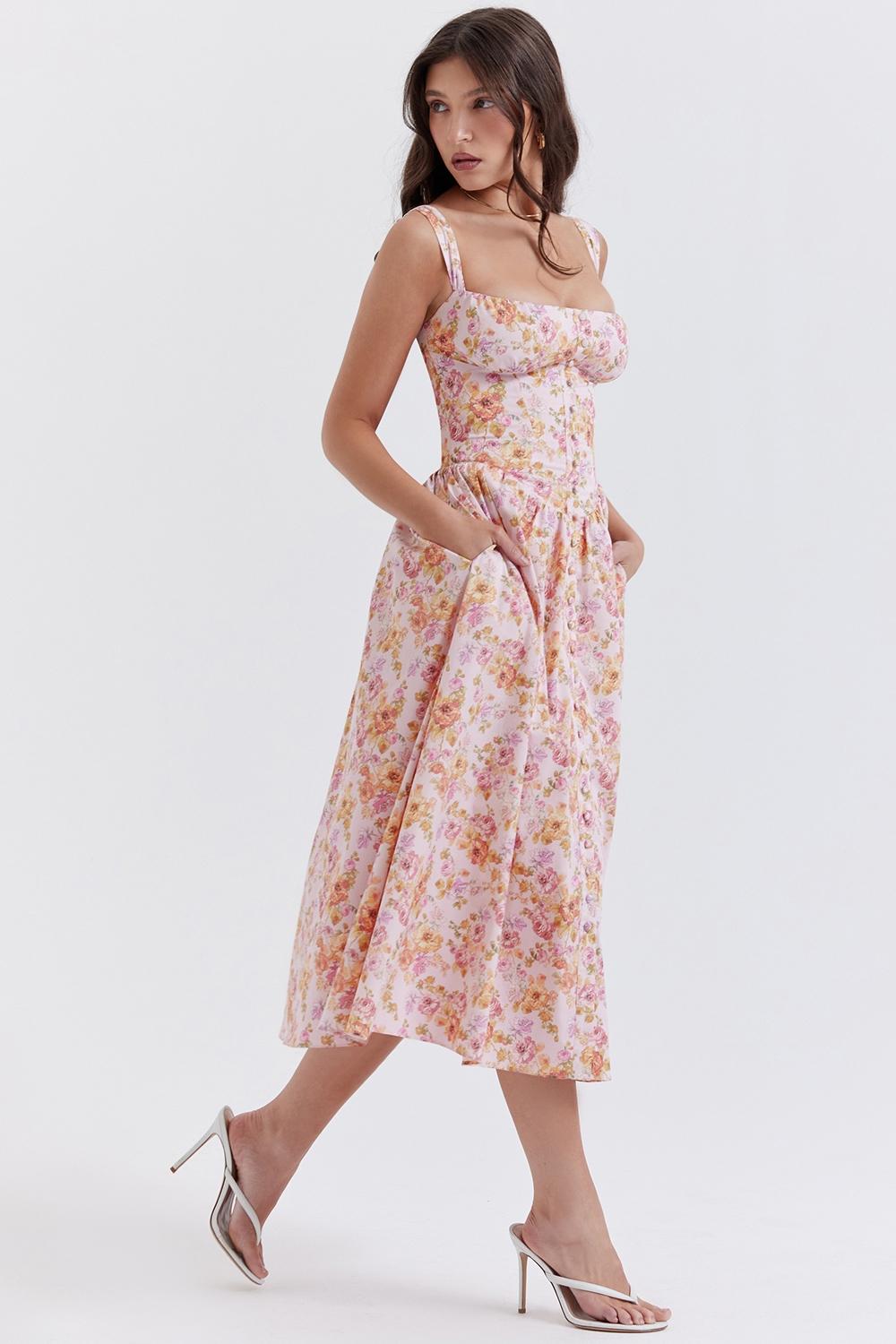 Tatiana  pink print midi sundress Product Image