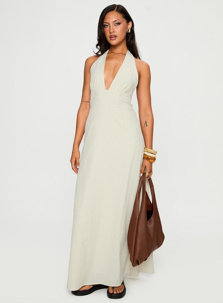 Caralyn Halter Maxi Dress Multi Stripe Product Image