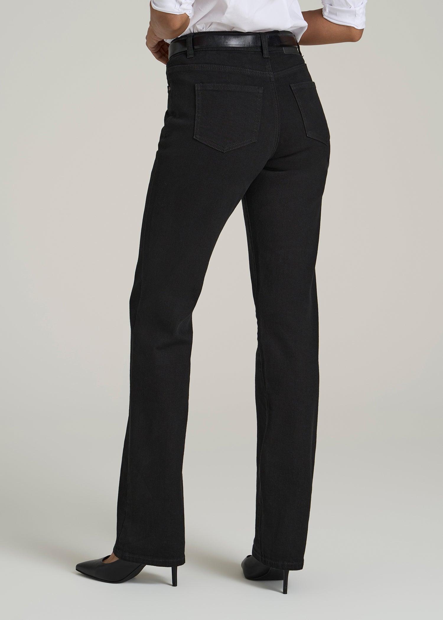 Harper High-Rise Straight Stretch Jeans for Tall Women in Black Female Product Image