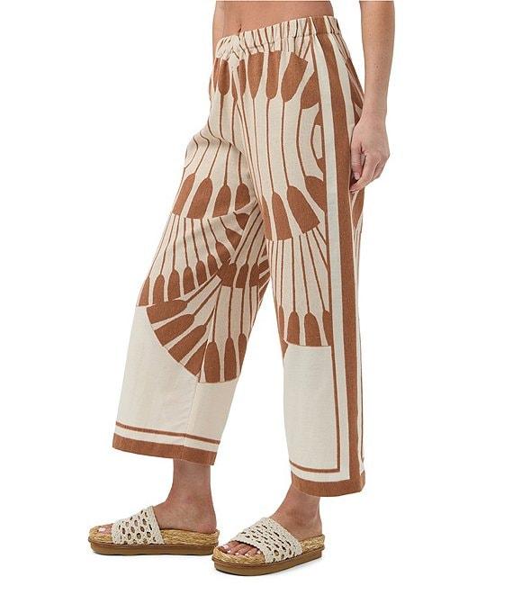 Trina Turk Estella Printed Fil Coupe Elastic Waist Wide Leg Crop Pants Product Image